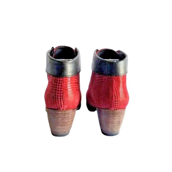 WOLKY Women's Jacquerie Booties Red Dessin Suede Sz 9 40 Lace Up Ankle Boots - Picture 10 of 13